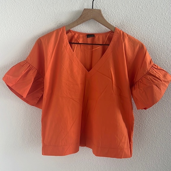 Pinko Tops - Pinko Orange Ruffle Sleeve Cotton Airy Lightweight Top Blouse Shirt USA 2